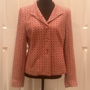 Doncaster Vintage  Red and White Silk Blazer size 6